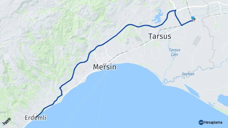 Mersin Tarsus Yenice Erdemli Arası Kaç Km - Yol Haritası