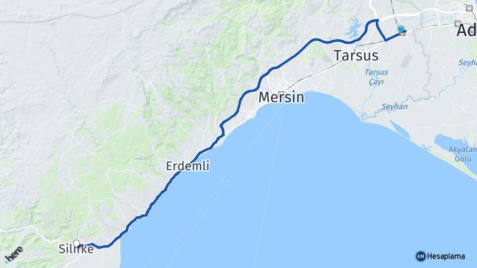Mersin Tarsus Yenice Silifke Arası Kaç Km - Yol Haritası