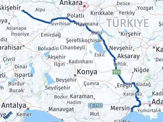Mersin Tepebaşı Arası Kaç Km - Yol Tarifi