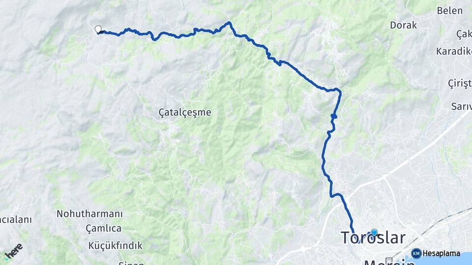 Mersin Toroslar Arslanköy Toroslar Arası Kaç Km - Yol Haritası