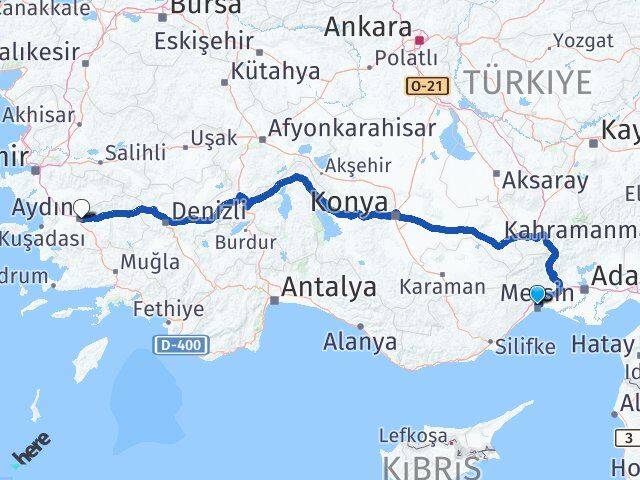 Mersin Toroslar Aydın Arası Kaç Km - Yol Haritası