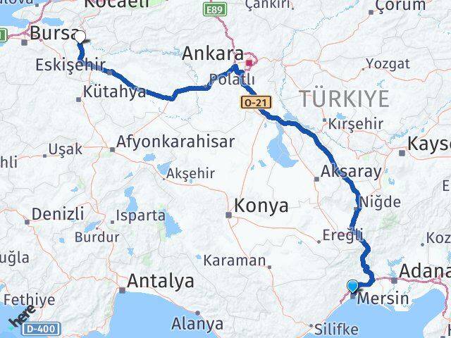 Mersin Toroslar Bilecik Arası Kaç Km - Yol Haritası