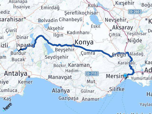 Mersin Toroslar Burdur Arası Kaç Km - Yol Haritası