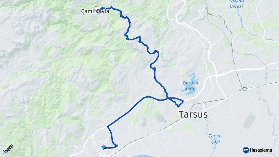 Mersin Toroslar Çamlıyayla Arası Kaç Km - Yol Haritası