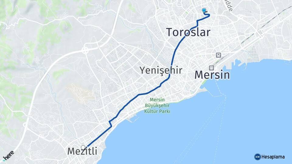 Güneykent Mezitli Arası Kaç Km - Yol Tarifi