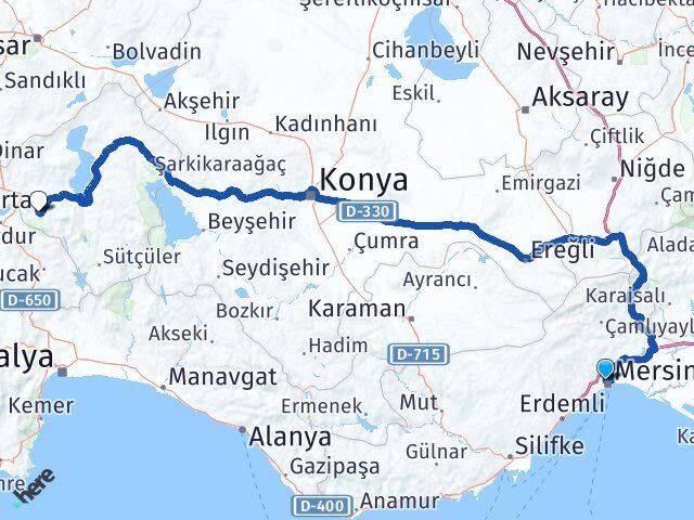 Mersin Toroslar Isparta Arası Kaç Km - Yol Haritası