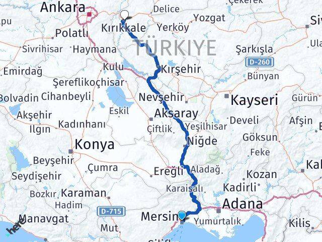 Mersin Toroslar Kırıkkale Arası Kaç Km - Yol Haritası