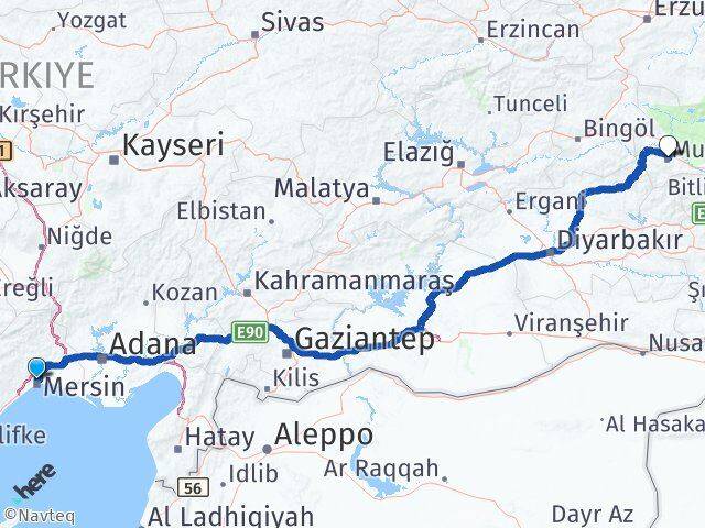 Mersin Toroslar Muş Arası Kaç Km - Yol Haritası