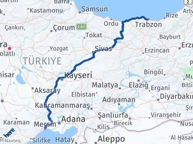 Mersin Toroslar Trabzon Arası Kaç Km - Yol Haritası