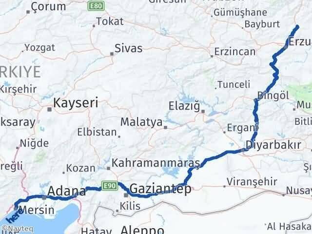 Mersin Tortum Erzurum Arası Kaç Km - Yol Haritası