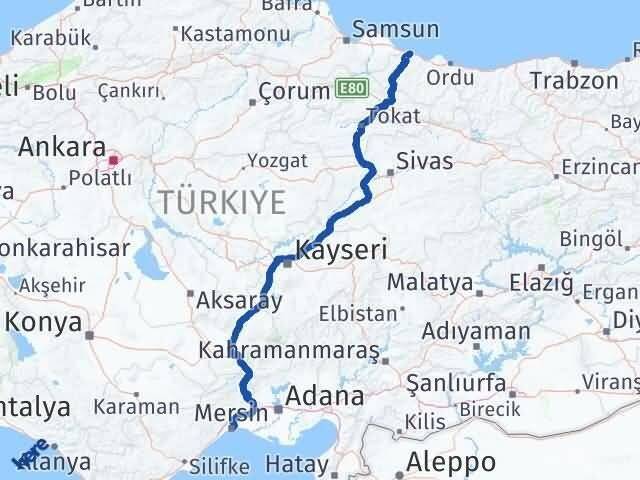 Mersin Ünye Ordu Arası Kaç Km - Yol Haritası