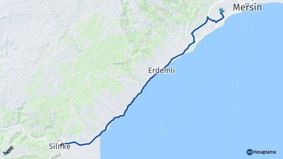 Mersin Yenişehir Çiftlikköy Silifke Arası Kaç Km - Yol Haritası