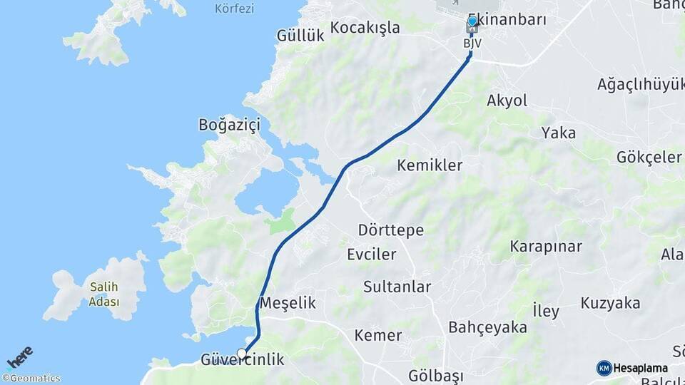 Milas Bodrum Havalimanı Güvercinlik Arası Kaç Km - Yol Tarifi