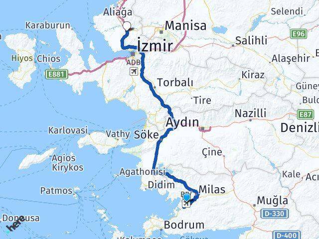 Milas Bodrum Havalimanı Menemen Arası Kaç Km - Yol Tarifi