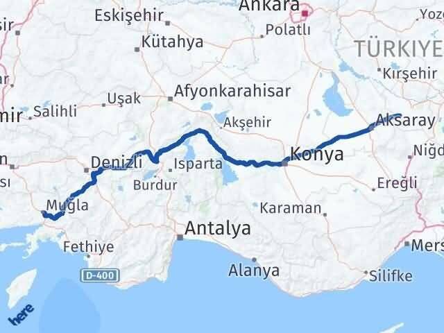 Muğla Acıgöl Nevşehir Arası Kaç Km - Yol Haritası
