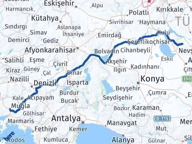 Muğla Ağaçören Aksaray Arası Kaç Km - Yol Haritası