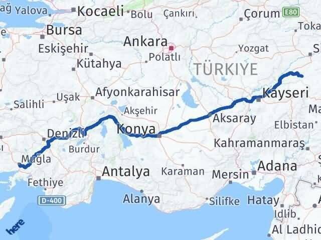 Muğla Altınyayla Sivas Arası Kaç Km - Yol Haritası