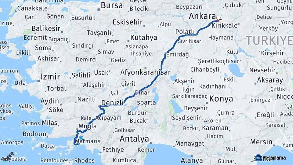 Muğla Ankara Arası Kaç Km - Yol Haritası