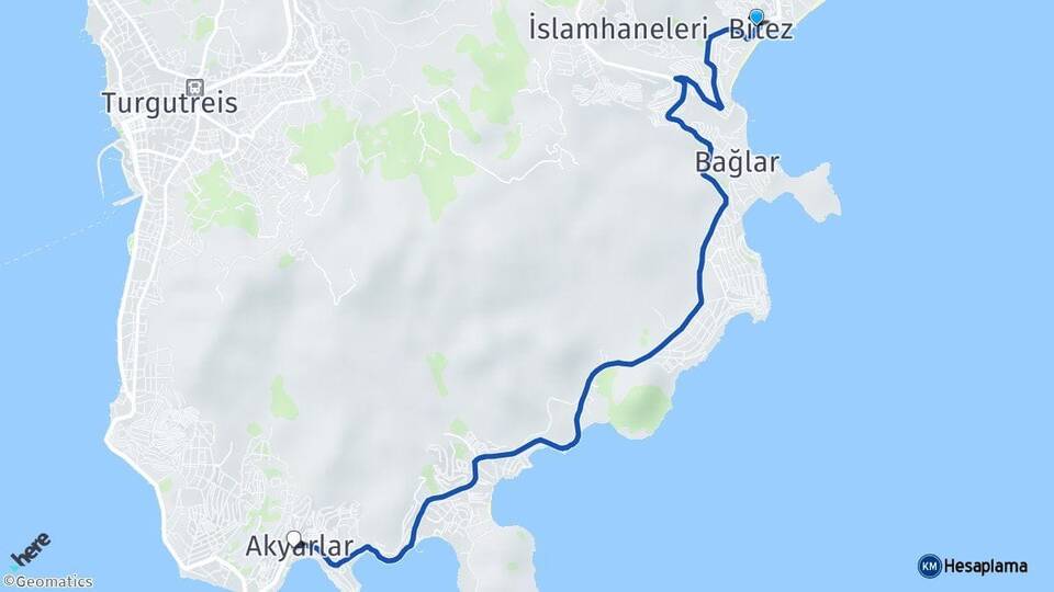 Muğla Bodrum Bitez Akyarlar Bodrum Arası Kaç Km - Yol Haritası