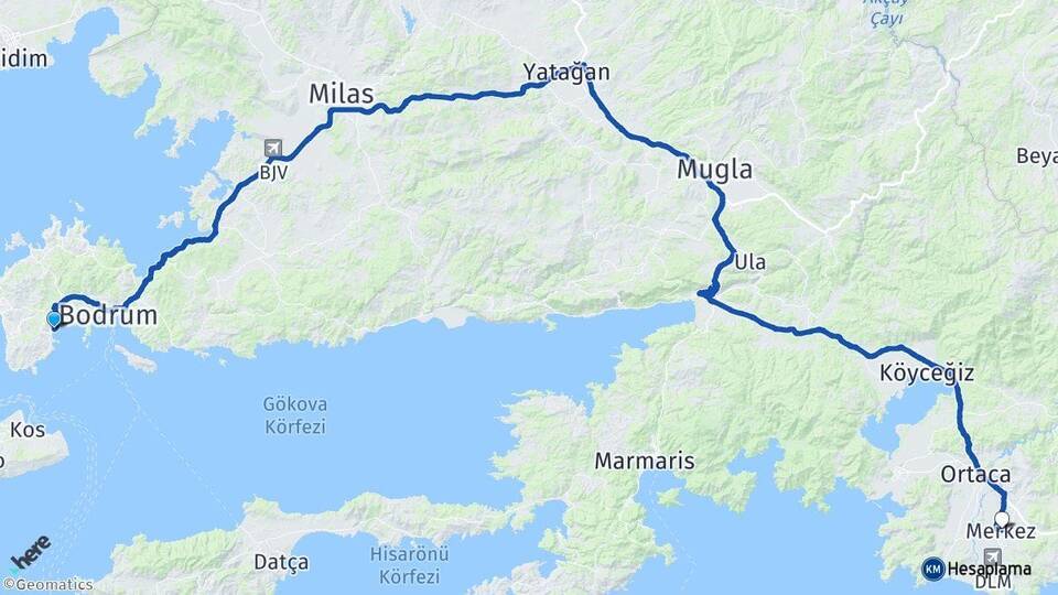 Bitez Dalaman Arası Kaç Km - Yol Tarifi