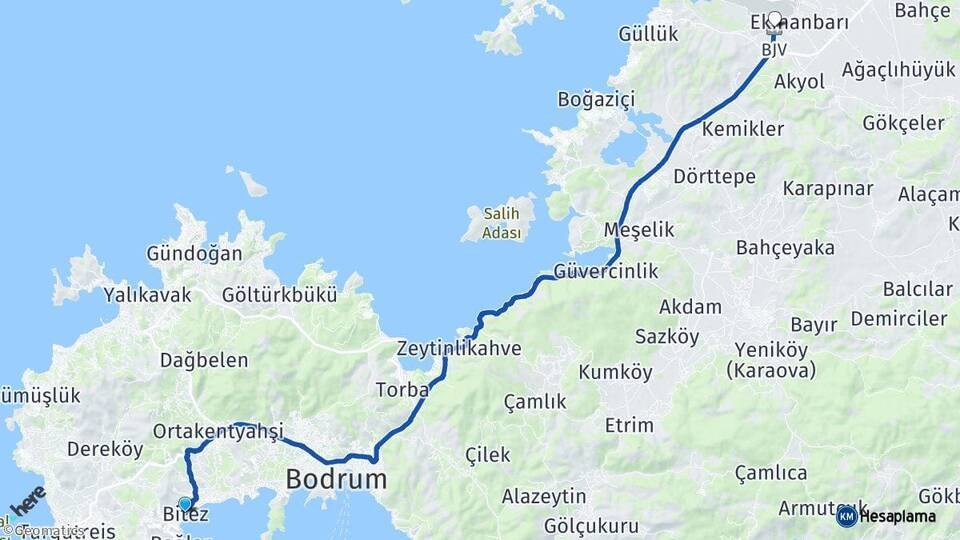 Bitez Milas Bodrum Havalimanı Arası Kaç Km - Yol Tarifi