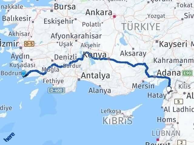 Muğla Bodrum Bitez Şirince Antakya Hatay Arası Kaç Km - Yol Haritası