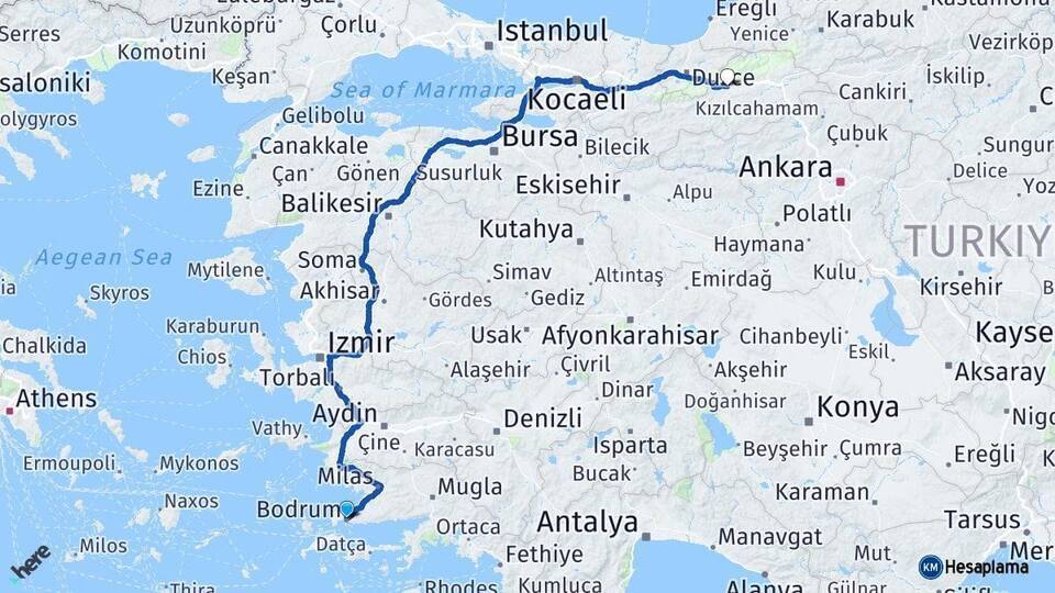 Bodrum Bolu Arası Kaç Km - Yol Tarifi