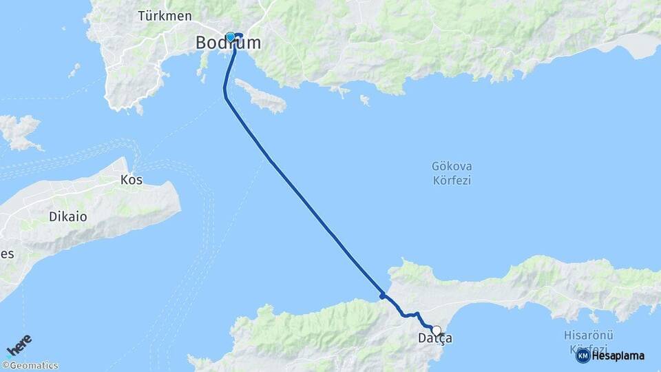 Muğla Bodrum Datça Arası Kaç Km - Yol Haritası
