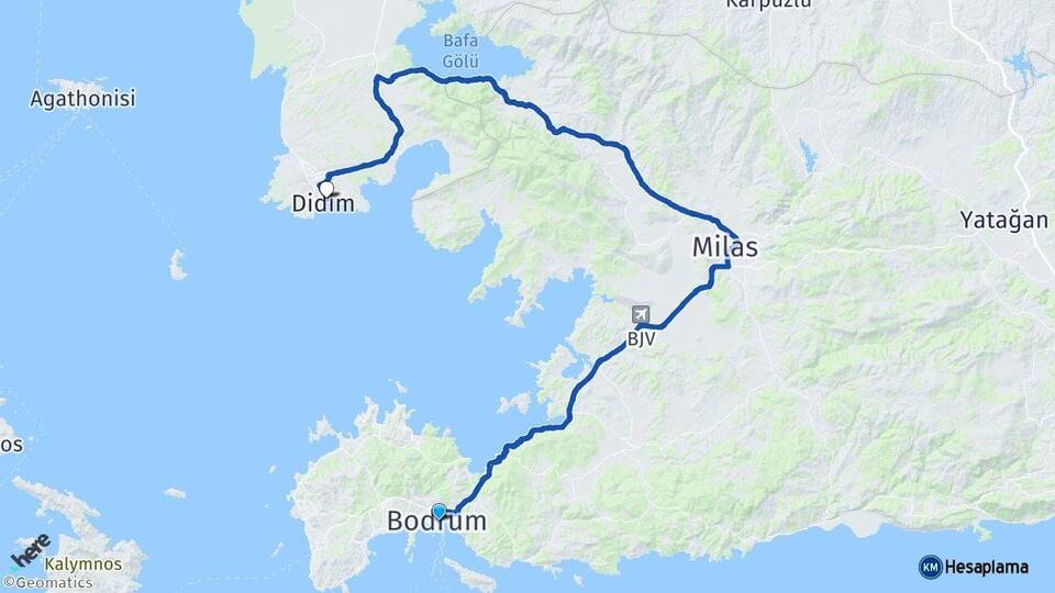 Muğla Bodrum Didim Aydın Arası Kaç Km - Yol Haritası