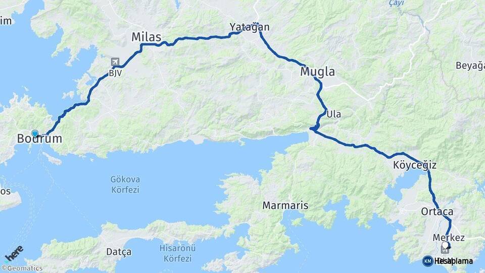 Gümbet Muğla Dalaman Havalimanı Arası Kaç Km - Yol Tarifi