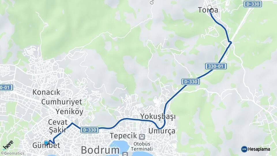 Gümbet Torba Arası Kaç Km - Yol Tarifi