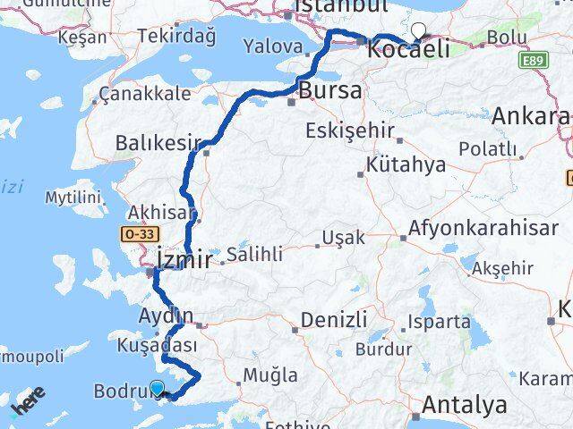Muğla Bodrum Gümüşlük Hendek Sakarya Arası Kaç Km - Yol Haritası
