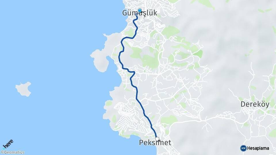 Gümüşlük Peksimet Arası Kaç Km - Yol Tarifi