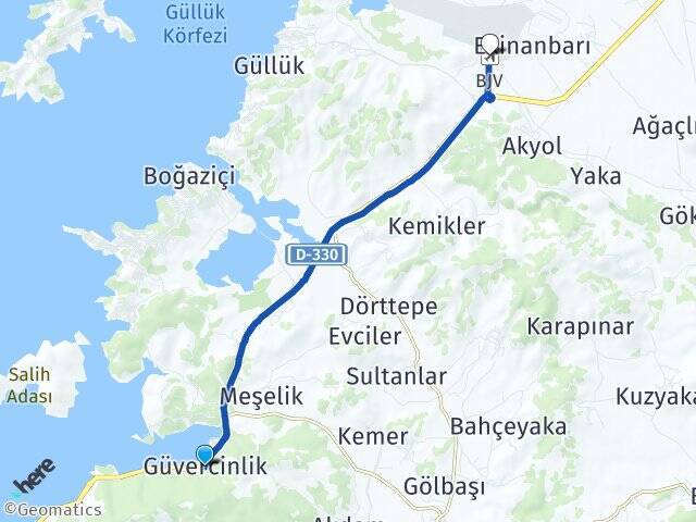 Güvercinlik Milas Bodrum Havalimanı Arası Kaç Km - Yol Tarifi