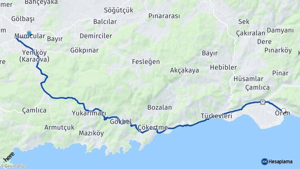 Muğla Bodrum Mumcular Ören Milas Arası Kaç Km - Yol Haritası