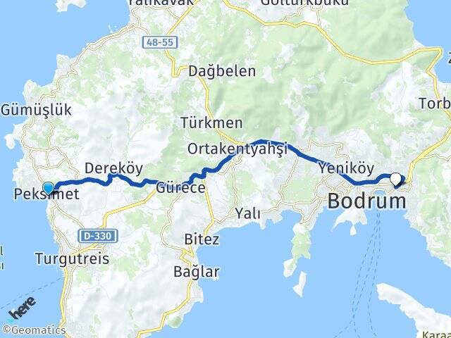 Peksimet Bodrum Otogarı Arası Kaç Km - Yol Tarifi