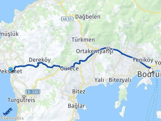 Peksimet Eskiçeşme Arası Kaç Km - Yol Tarifi
