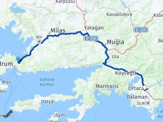 Torba Ortaca Otogarı Arası Kaç Km - Yol Tarifi