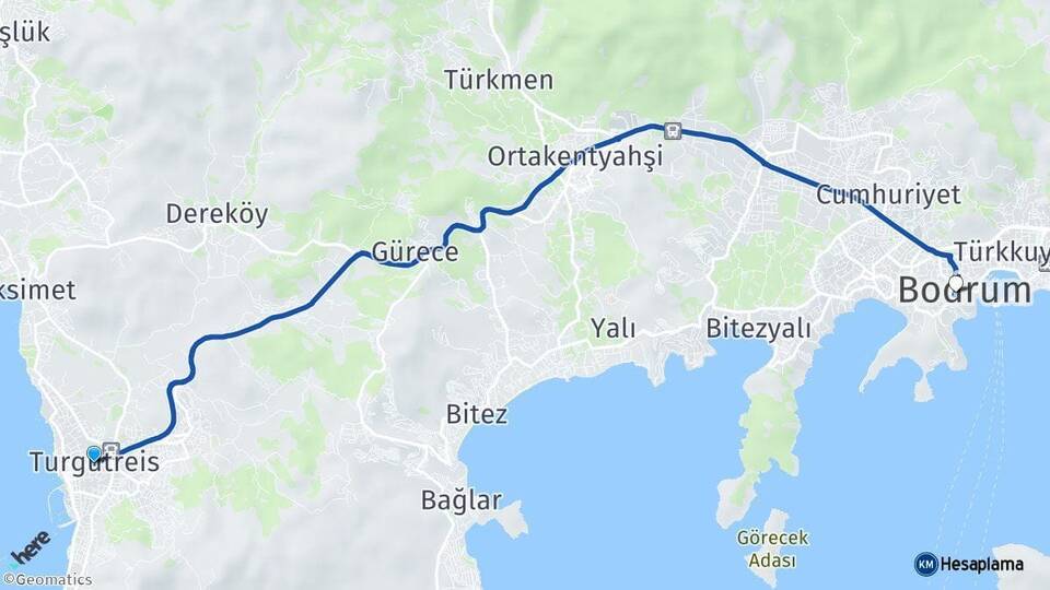 Turgutreis Eskiçeşme Arası Kaç Km - Yol Tarifi