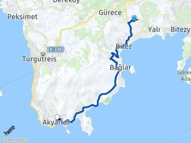 Muğla Bodrum Yahşi Akyarlar Bodrum Arası Kaç Km - Yol Haritası