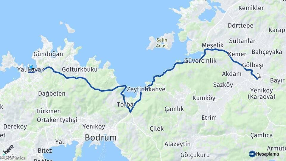 Yalıkavak Mumcular Arası Kaç Km - Yol Tarifi