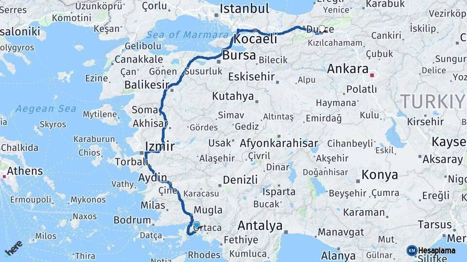 Muğla Bolu Arası Kaç Km - Yol Haritası