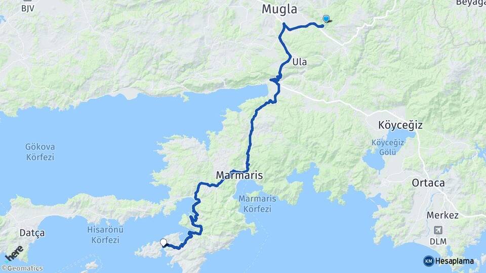 Muğla Bozburun Marmaris Arası Kaç Km - Yol Haritası