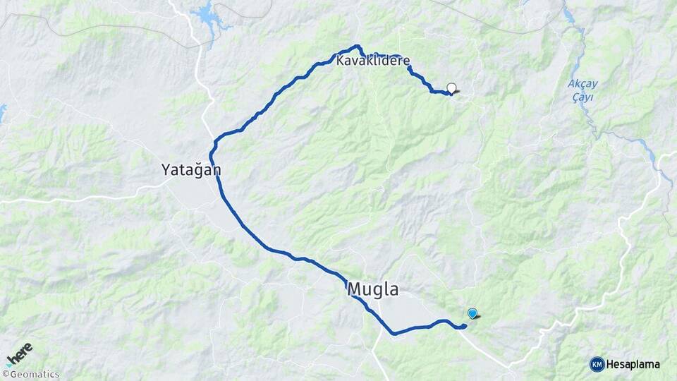 Muğla Çamlıbel Kavaklıdere Arası Kaç Km - Yol Haritası