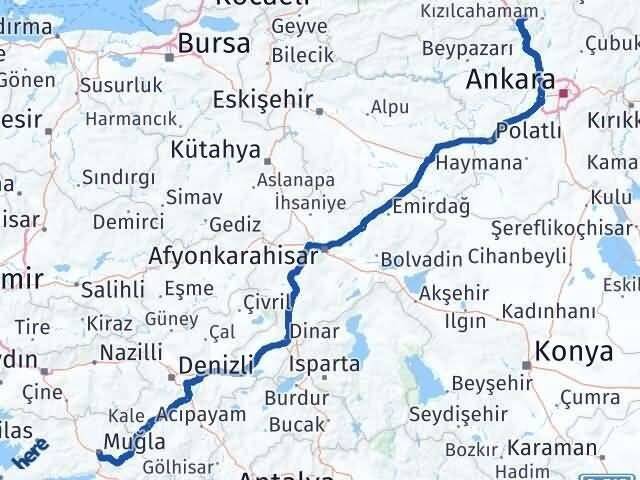 Muğla Çamlıdere Ankara Arası Kaç Km - Yol Haritası