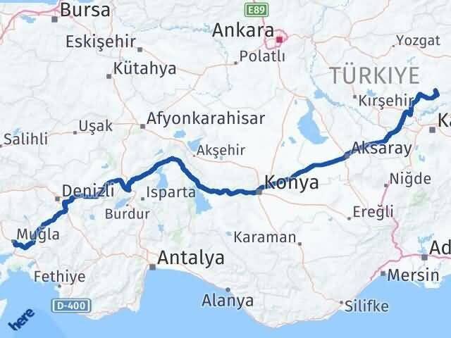 Muğla Çandır Yozgat Arası Kaç Km - Yol Haritası