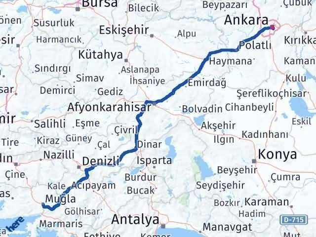 Muğla Çankaya Ankara Arası Kaç Km - Yol Haritası