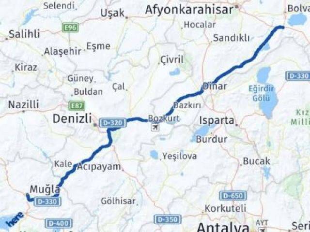Muğla Çay Afyonkarahisar Arası Kaç Km - Yol Haritası
