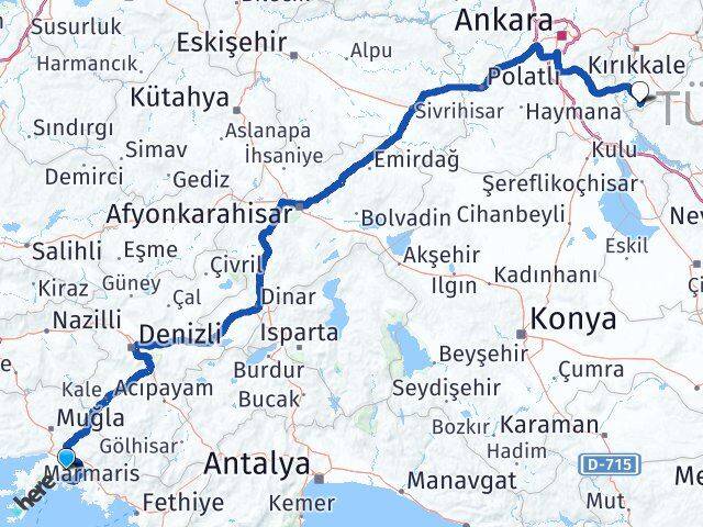 Muğla Çelebi Kırıkkale Arası Kaç Km - Yol Haritası