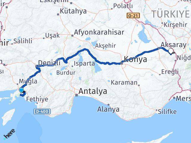 Muğla Çiftlik Niğde Arası Kaç Km - Yol Haritası